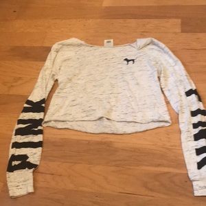 Pink (store) cropped long sleeve shirt